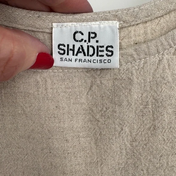 CP Shades Hand-Dyed Cotton Tank Midi Dress Natural Beige Size Medium - Picture 6 of 8